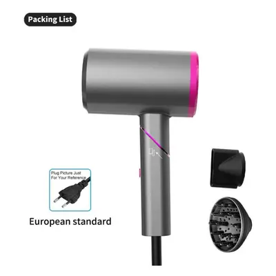 (as the picture, European standard) Professional Hair Dryer Magnet Diffuser And Nozzles Powerful