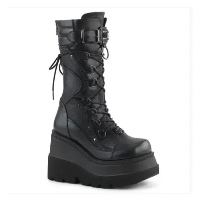 (black, 35) Women High Boots Cosplay Mid-calf Boots High Platform Wedges Boots Autumn Winter New