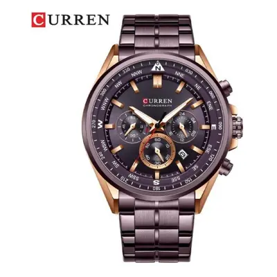 (coffee) Curren Men&apos;s Luxury Watches Fashion Sporty Wristwatches Male Chronograph Quartz St