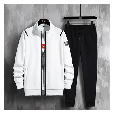 (white, 5XL) -color Casual Loose Fit Suit Large Sports Suit Sweater +pants Two -piece Set -8xl