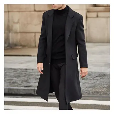 (black, XXXL) British Style Long Wool Trench Coat Men Winter Mens Cashmere Coat Slim Fit Extra L