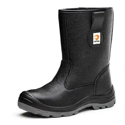 (black, 43) Waterproof Mid-calf Boots Men Safety Shoes Work Leather Boots Anti-smash Anti-punctu