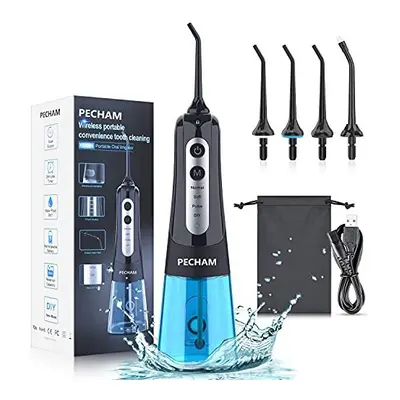 Upgraded Cordless Water Flosser for Teeth, PECHAM Portable Oral Irrigator IPX7 Waterproof 300ML 