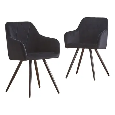 (BLACK) 2X Velvet Dining Chairs Metal Legs Kitchen home