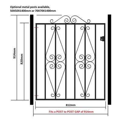 (914mm GAP X 914mm High Galvanised) Stirling Scroll Garden Gates galvanised metal iron