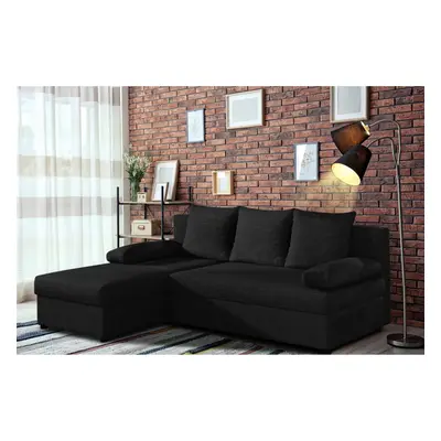 (Black) Universal L-Shaped Corner Sofa Bed with Storage