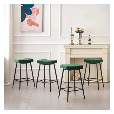 (Green(Velvet), 4PCS) 2X4X Round Velvet Bar Pub Stools Chairs Seats