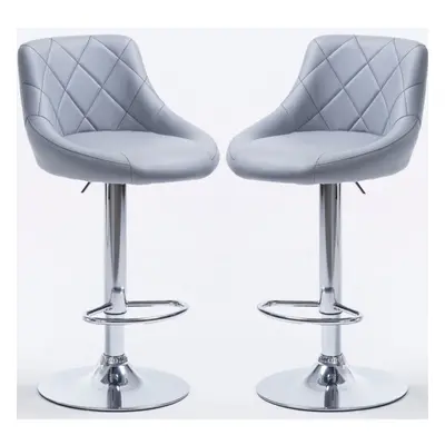 (GREY) Bar Stools Faux Leather Chairs Breakfast Chairs