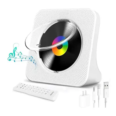 CD Player with Bluetooth 5.0, Protable CD Player for home, built-in dual Speaker/FM Radio/Timer,