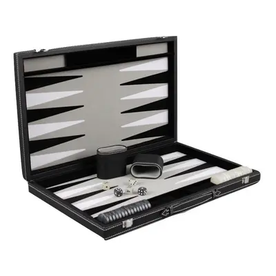 Leather Backgammon Set Graphene Grey Inch