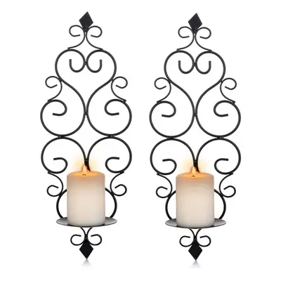 Iron Wall Candle Sconce Holder Set of Hanging Wall Mounted Pillar Candle Sconces Holder, Wall Sc