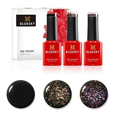 Gel Nail Polish Set, Around The Galaxy, x ml Black, Purple, Green, Gold (Requires Curing Under U