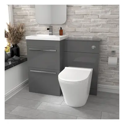 Nes Home Drawers Grey Basin Vanity, WC Unit & Rimless Toilet