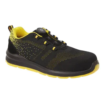 (13 UK, Black/Yellow) Portwest Mens Knitted Wire Lace Safety Trainers