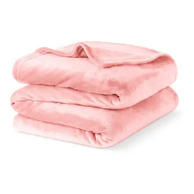 (DOUBLE, BLUSH PINK) LIVIVO Soft Flannel Fleece Blanket - Warm Microfiber Throw