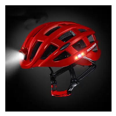 (Red) Lumens Modes Cycling Helmet Waterproof Ultralight Helmet Intergrally-molded Mountain