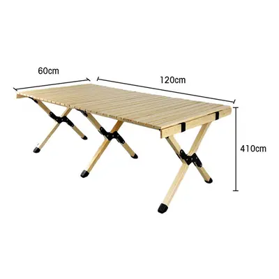 (Yellow, L) Folding Wood Table Portable Camping Large Wooden Desk with Carry Bag for Beach Picni