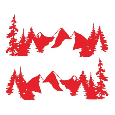 (Red) 2pcs Snow Mountain Sidy Body Decal Vinyl Sticker For Off Road Camper Van Motorhome Boat Ya