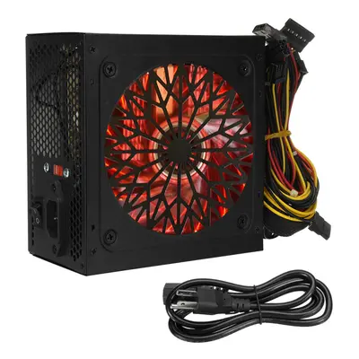 (Red, EU Plug) 650W PSU PC Power Supply ATX Power Supply Unit Quiet 120mm Fan SATA