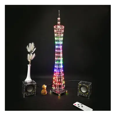 (Colorful) DIY Bluetooth Canton Tower LED Light Cube Kit Remote Control Music Spectrum Electroni