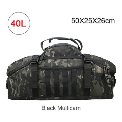 (40L Black Multicam) Men Army Sport Gym Bag Military Tactical Waterproof Backpack Molle Camping 