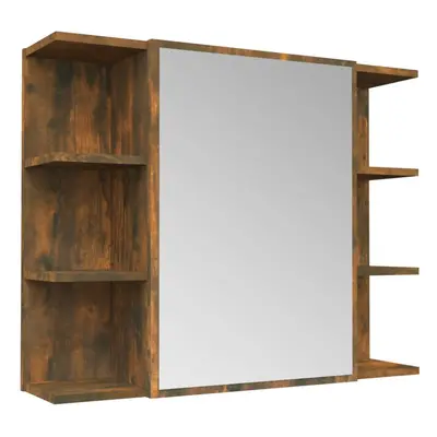 vidaXL Bathroom Mirror Cabinet Smoked Oak Engineered Wood Storage Cabinet