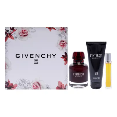 LInterdit by Givenchy for Women - Pc Gift Set 2.7oz EDP Rouge Spray, 0.42oz EDP Spray, 2.5oz Bod