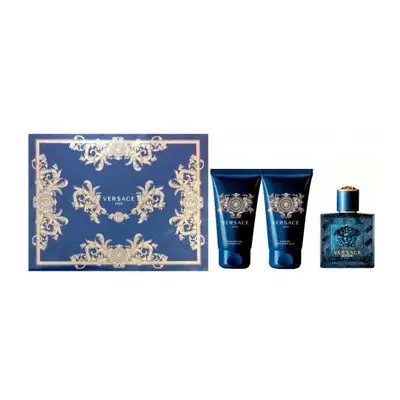 Versace Eros Pcs Set For Men: 1.7 Edt Sp + 1.7 After Shave Balm + 1.7 Shower Gel