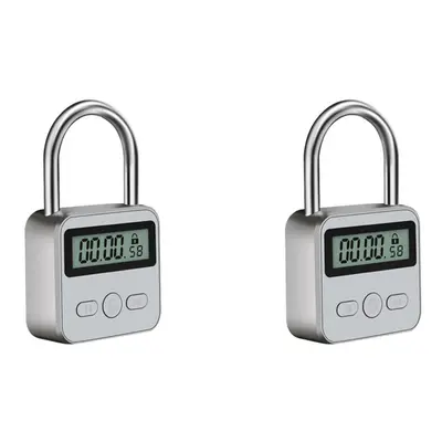 2X Metal Timer Lock LCD Display Multi-Function Electronic Time Hours Max Timing USB Rechargeable