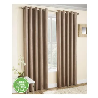 (Latte, Width - 46" (117cm) x Drop - 90" (229cm) ) Vogue Eyelet Thermal Dim Out Curtains