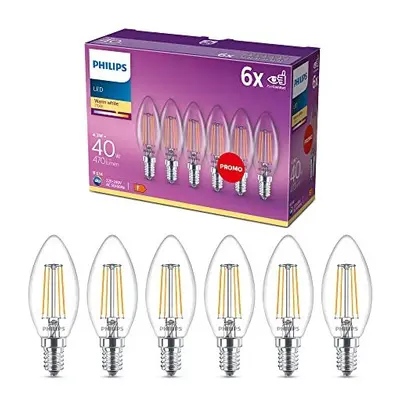 Philips LED Premium Classic Candle Light Bulbs Pack [E14 Small Edison Screw] 4W - 40W Equivalent