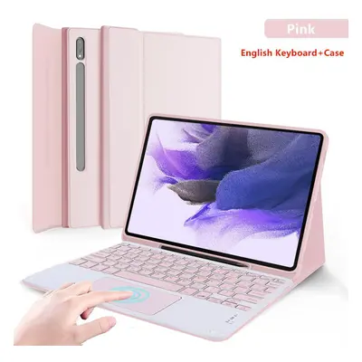 (pink, S7 inch) Bluetooth Keyboard Leather Case For Samsung Galaxy Tab S7 Fe S8 Plus Tablet Case