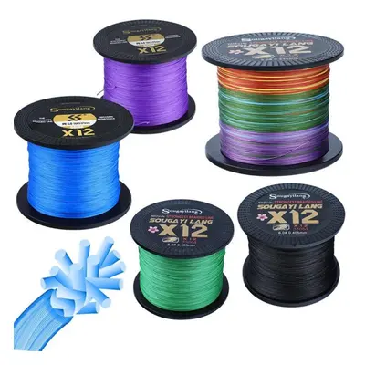 (blue, 550M&0.165) Sougayilang12 Strands Fishing Line Braided Fishing Line 20lb-103lb Super Stro