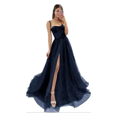 (navy blue, 2XL) New Arrival Prom Party Dresses Vestido De Festa Blue Neck Dress Elegant Style L