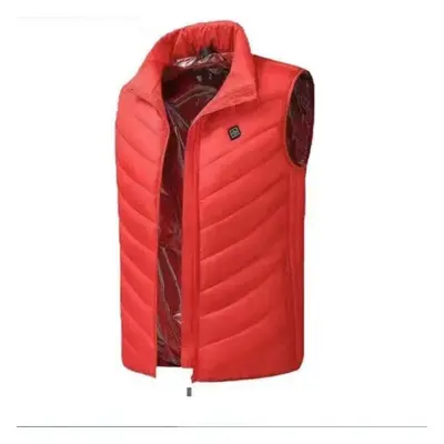 (red, XL) Unisex Usb Infrared Heating Zone Vest Jacket Winter Electric Vest