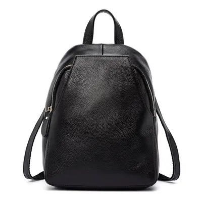 (black) Zency Charm Women Backpack 100% Genuine Leather Anti-theft Button Elegant Female Travel 