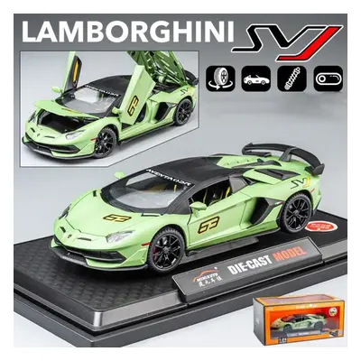 (green, 1/24-21.5x9.8x5cm) 1/24 Scale Lambo Aventador Svj63 Diecast Car Model Toy, Pull Back Toy