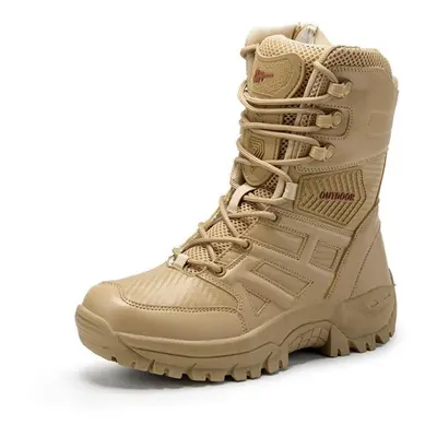 (sand, 42) Big Size Men&apos;s High-top Military Boots Combat Boots Military Training Shoes