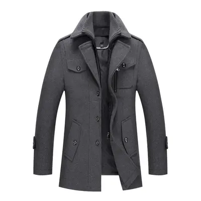 (grey, XL) Men&apos;s Fashion Warm Autumn&winter Jackets Trench Herrenmantel Coat For Men Double