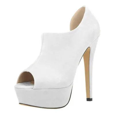 (white, 42) Plus Size Women Platform High Heels Sandals Shoes Sexy Peep Toe Pumps Party Wedding 