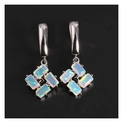 (white, M) Romantic Design Light Luxury Natural Opal Earrings Sterling Silver Fashion Jewelry Fo