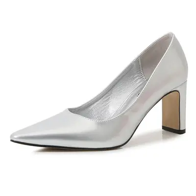 (silver, 37) Women High Heels Office New Banquet Elegant And Versatile Daily Shoes 7.5cm Heel Wz