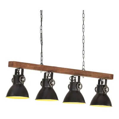 vidaXL Mango Wood Industrial Ceiling Lamp Black E27 Home Decor Pendant Light