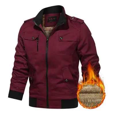 (wine red, 5XL) Spring And Autumn Men&apos;s Casual Jacket Stand Collar Jacket Men Workwear Jack