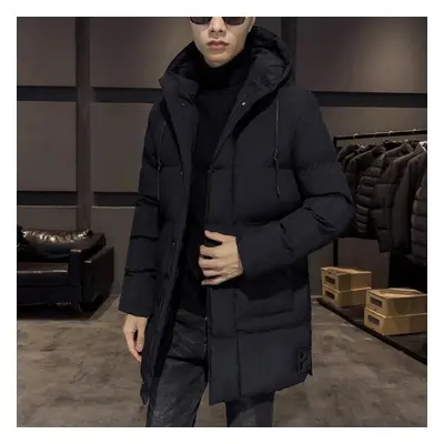 (black, XXXL) Large Size Cotton Coat Men &apos;s Thickened Cotton Jacket Mid -length Cotton Coat