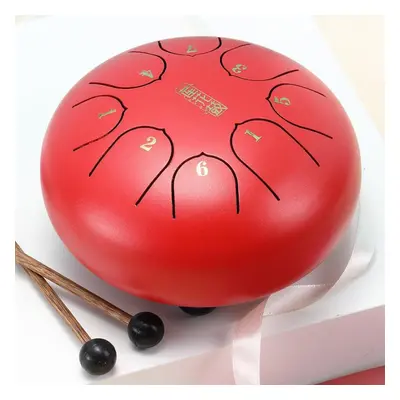 (red) 8-tone 6-inch Colors Yoga Special Percussion Instrument With Drumsticks Ethereal Drum Stee