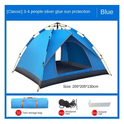 (blue, 200*200*135cm) Tent Outdoor Camping Automatic Camping Supplies Sun Protection Rain Proof 