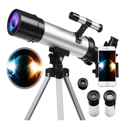 (silver) 90x Astronomical Refractor Astronomical Telescope Tripod Finder Scope Portable Travel T