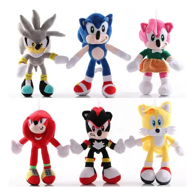 (Red+Yellow+Blue+Gray+Black+Pink) Sonic The Hedgehog Knuckles Silver Tails Stuffed Teddy Bear To