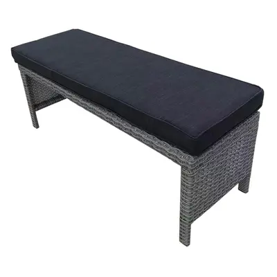 (Grey) Patio Rattan Bench Seat with Cushion